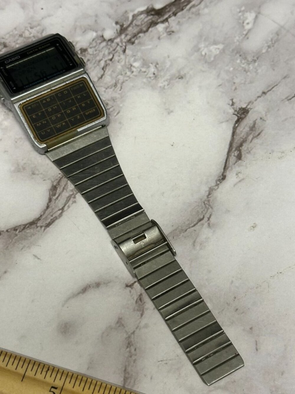 VTG. Casio Data Bank DBC 610 Watch Digital Silver Tone Telememo Parts Repair - Picture 5 of 8
